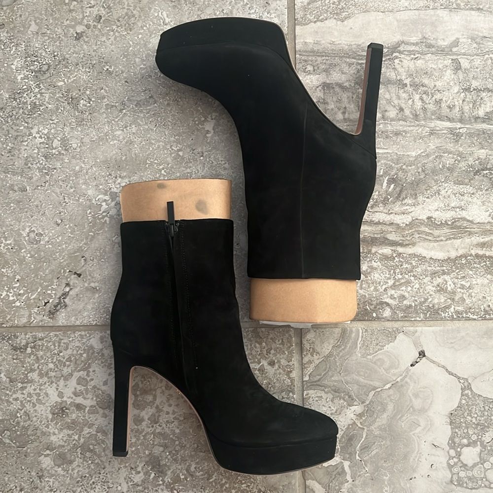 Veronica Beard Dali Suede Platform Ankle Boots, Black, New, Size 8 - Picture 7 of 16
